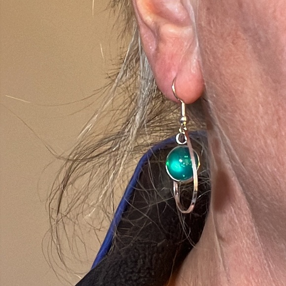 24012 Green and Yellow Resin Earrings - Picture 6 of 7